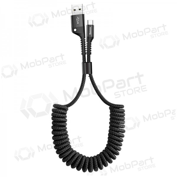 USB kabel Fish Eye Spring Type-C 2.0A 1m (svart) CATSR-01