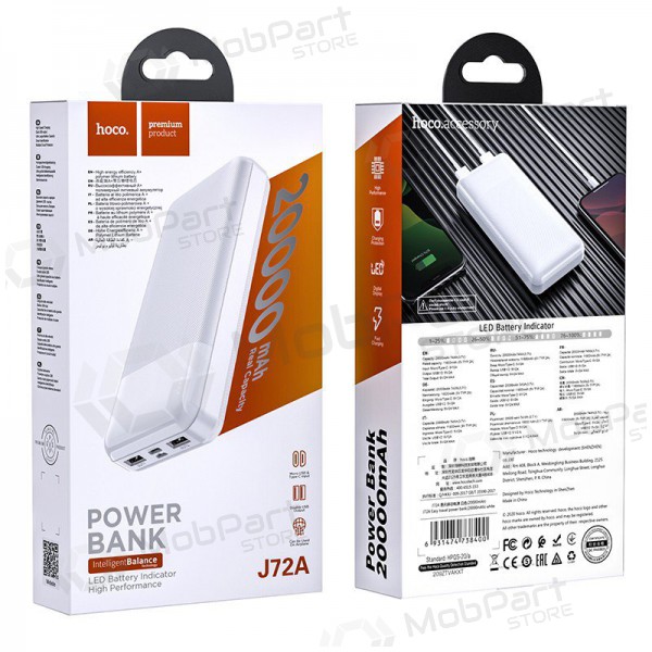 Powerbank Power Bank Hoco J72A 20000mAh hvitt