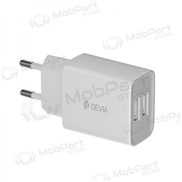 Lader Devia Smart x 2 USB (2.4A) + Type-C (hvit)