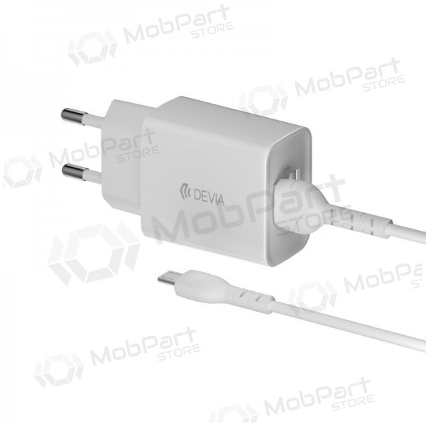 Lader Devia Smart x 2 USB (2.4A) + MicroUSB, (hvit)