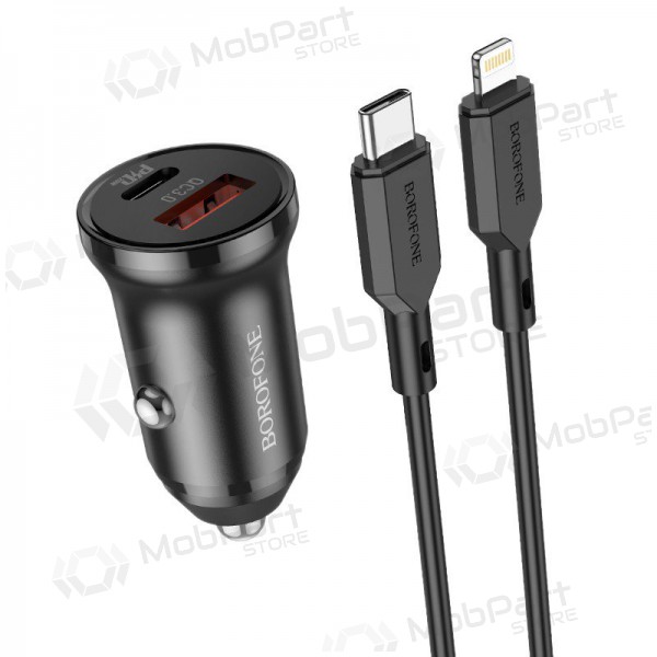 Lader automobilinis Borofone BZ18A USB-A/Type-C PD20W+QC3.0 + Lightning (svart)