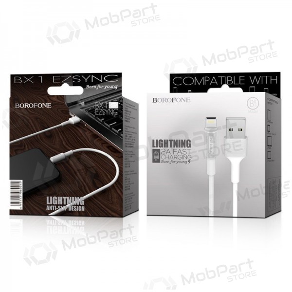 USB kabel Borofone BX1 Lightning 1.0m (hvit)