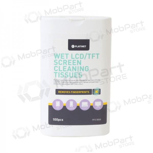 Wet wipes PLATINET for LCD / TFT screens PLATINET 11x9,4cm (100stk)
