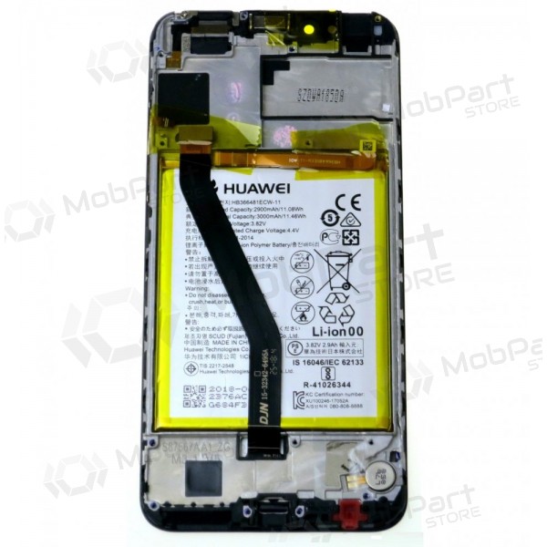 Huawei Y6 2018 / Y6 Prime 2018 skjerm (svart) (med ramme og batteri) (service pack) (original)