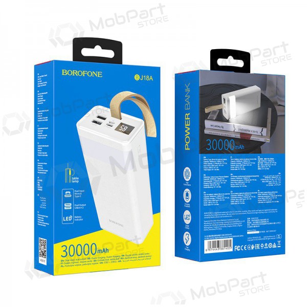 Powerbank Power Bank Borofone BJ18A 2xUSB 2A 30000mAh hvitt