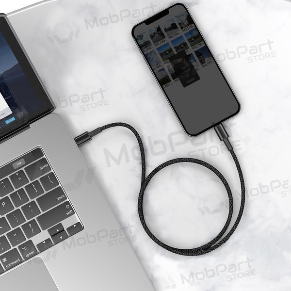 USB kabel Baseus High Density Braided Fast Data PD 20W Type-C - Lightning 1.0m (svart) CATLGD-01 USB kabel Baseus High Density Braided Fast Data PD 20W Type-C - Lightning 1.0m (svart) CATLGD-01