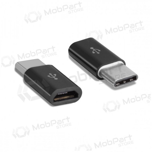 Adapter iš microUSB į Type-C (svart)