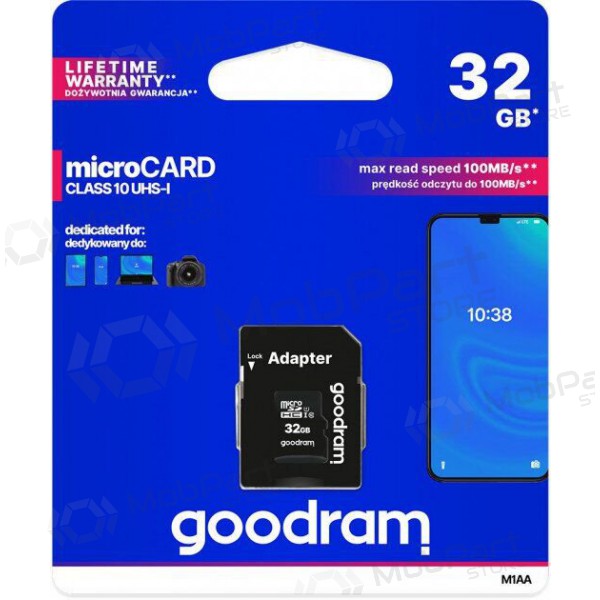 Minnekort GOODRAM MicroSD 32GB (class10 UHS-I) + SD Adapter