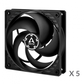 ARCTIC P12 korpuso ventiliatoriai, 3-pin, 120mm, 5stk., juodi