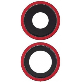 Apple iPhone 11 kameraglass (2stk) (rød) (med ramme)