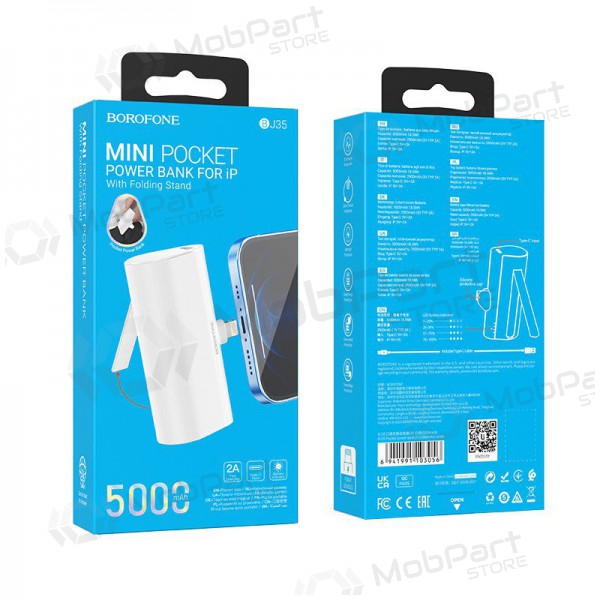 Powerbank Power Bank Borofone BJ35 Lightning 5000mAh hvitt