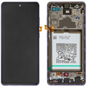 Samsung Galaxy A725 A72 4G / A726 A72 5G 2021 skjerm (lilla) (med ramme og batteri) (service pack) (original)