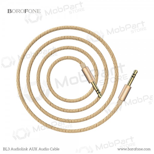 Audio adapter 3,5mm į 3,5mm Borofone BL3 (gyllen) Audio adapter 3,5mm į 3,5mm Borofone BL3 (gyllen)