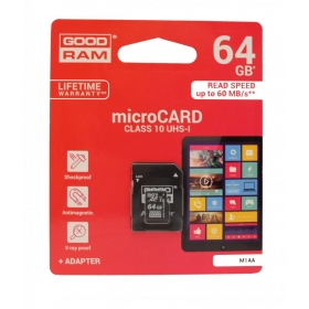 Minnekort GOODRAM MicroSD 64Gb (class 10) + SD adapter