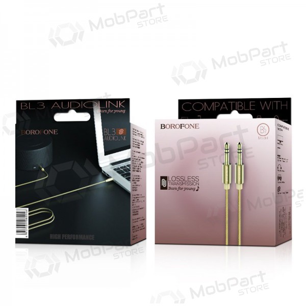 Audio adapter 3,5mm į 3,5mm Borofone BL3 (gyllen) Audio adapter 3,5mm į 3,5mm Borofone BL3 (gyllen)