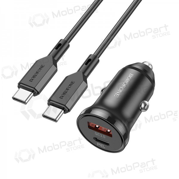 Lader automobilinis Borofone BZ18A USB-A/Type-C PD20W+QC3.0 + Type-C (svart)