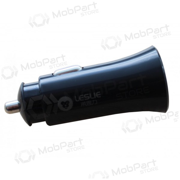 Lader automobilinis Leslie C18 2 USB 2.4A (1A+2A) (svart)