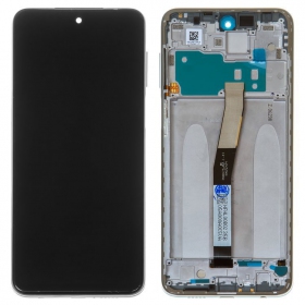 Xiaomi Redmi Note 9S skjerm (hvit) (med ramme) (service pack) (original)