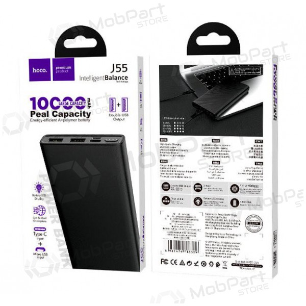 Powerbank Power Bank Hoco J55 10000mAh (svart) Powerbank Power Bank Hoco J55 10000mAh (svart)