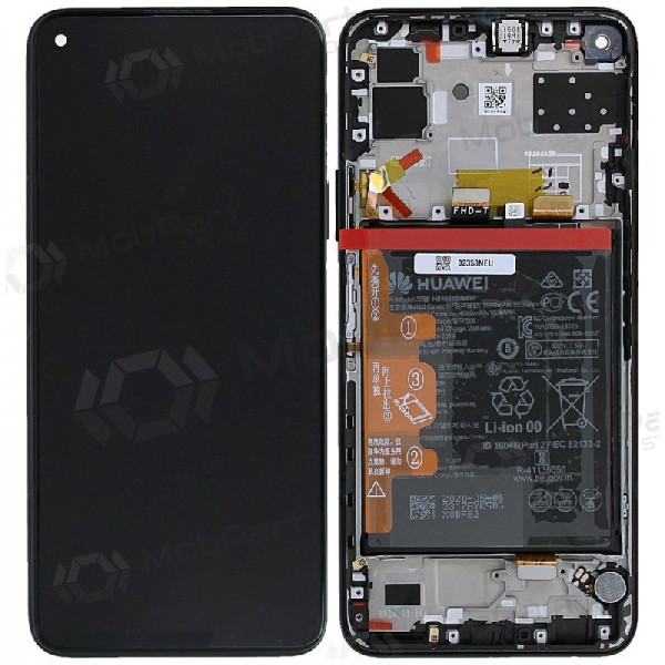 Huawei P40 Lite 5G skjerm (svart) (med ramme og batteri) (service pack) (original) Huawei P40 Lite 5G skjerm (svart) (med ramme og batteri) (service pack) (original)