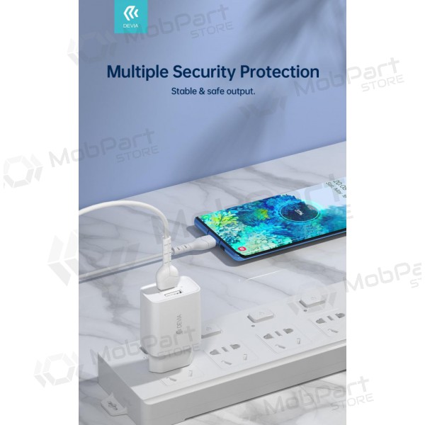 Lader Devia Smart x 2 USB (2.4A) + MicroUSB, (hvit)