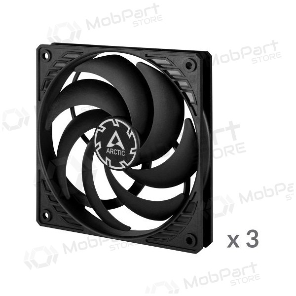 ARCTIC P12 Slim PWM PST korpuso ventiliatoriai, 4-pin, 120mm, juodi, 3 stk.