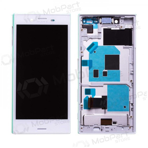 Sony F5323 Xperia X Compact skjerm (hvit) (med ramme) (brukt grade A, original) Sony F5323 Xperia X Compact skjerm (hvit) (med ramme) (brukt grade A, original)