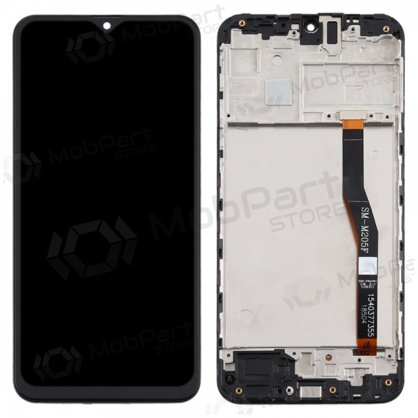 Samsung M205F Galaxy M20 skjerm (svart) (med ramme) (service pack) (original)