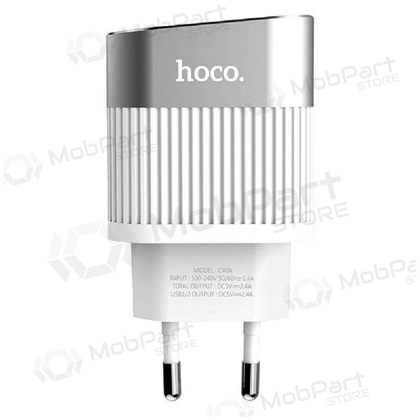 Lader FastCharge HOCO C40A Speedmaster Dual USB (5V 2.4A) (hvit)