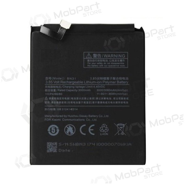 Xiaomi Redmi Mi A1 / Mi 5X / Note 5A (BN31) batteri / akkumulator (3000mAh)
