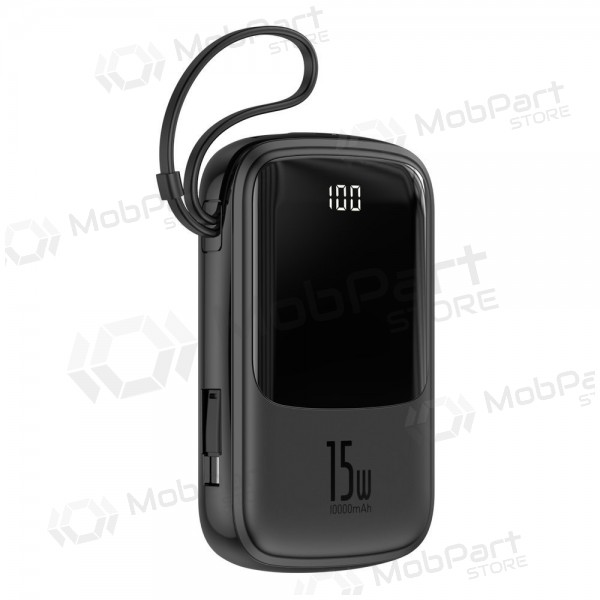 Powerbank Power Bank Baseus Q Pow With Type-C Cable 10000mAh svart PPQD-A01 Powerbank Power Bank Baseus Q Pow With Type-C Cable 10000mAh svart PPQD-A01