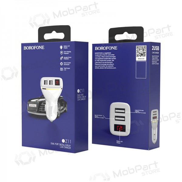 Lader automobilinis Borofone BZ11 x 2 USB (2.1A) (svart)