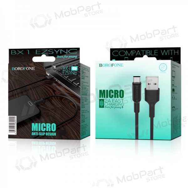 USB kabel Borofone BX1 microUSB 1.0m (svart)