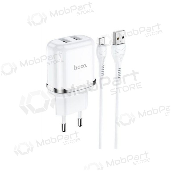 Lader HOCO N4 Aspiring Dual USB + type-C kabel (5V 2.4A) (hvit)