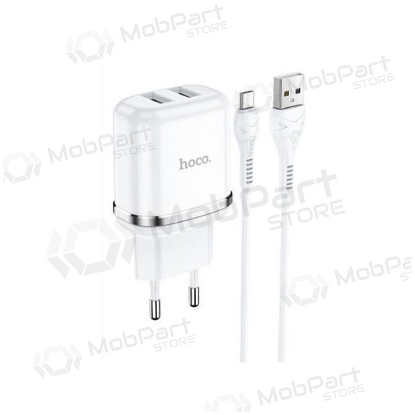 Lader HOCO N4 Aspiring Dual USB + type-C kabel (5V 2.4A) (hvit) Lader HOCO N4 Aspiring Dual USB + type-C kabel (5V 2.4A) (hvit)