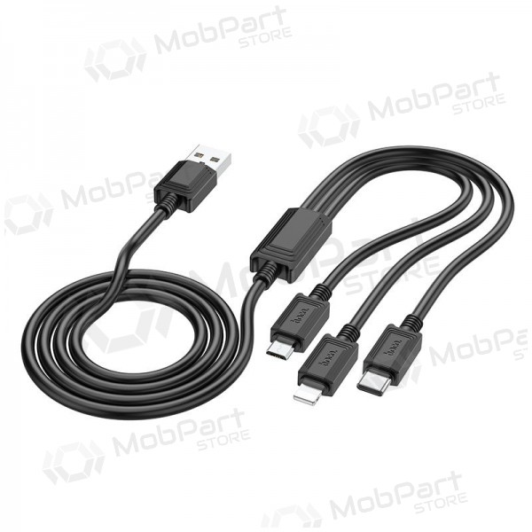 USB kabel Hoco X74 3in1 microUSB-Lightning-Type-C 1.0m (svart)