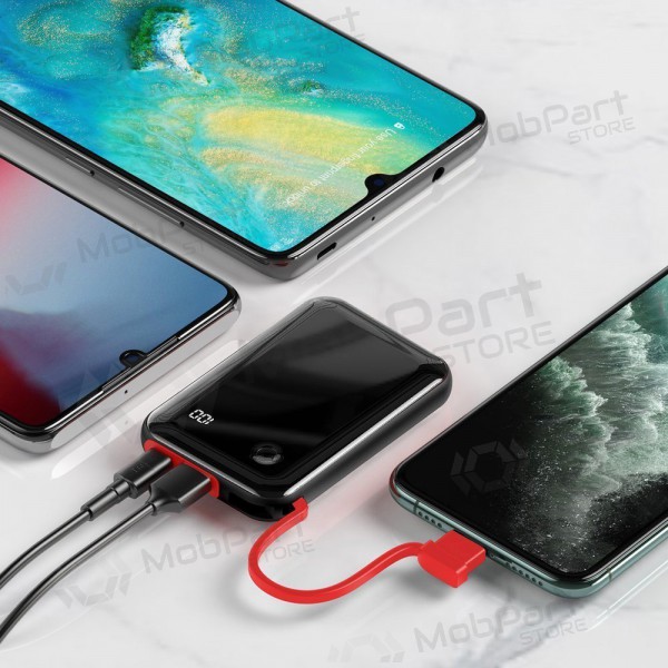 Powerbank Power Bank Baseus Mini S USB + USB Type C + Lightning 3A 10000mAh svart PPXF-E01 Powerbank Power Bank Baseus Mini S USB + USB Type C + Lightning 3A 10000mAh svart PPXF-E01