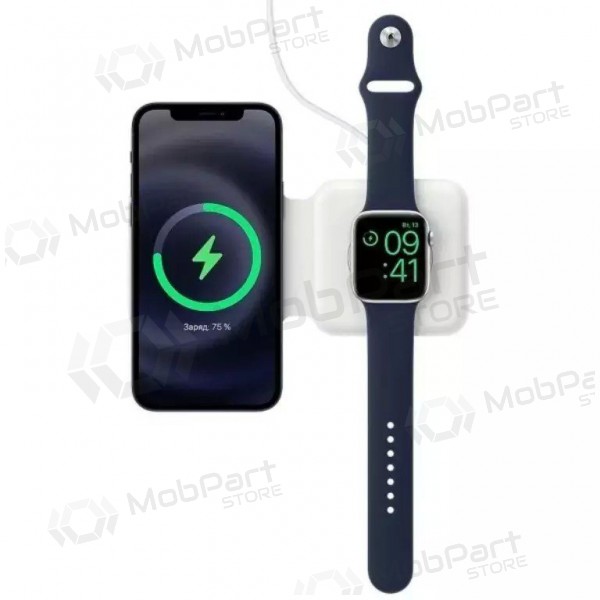 Lader trådløs 2in1 Smart Phone, Watch MagSafe 10W (hvit)