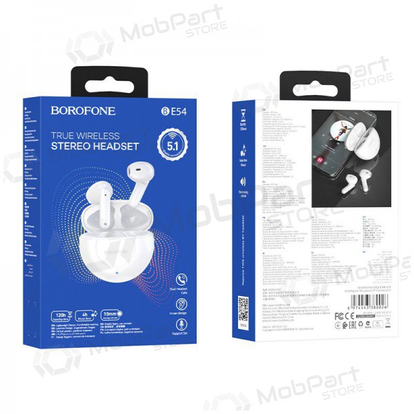 Trådløs hodetelefoner / headset Borofone BE54 Rejoice TWS (hvitt) Trådløs hodetelefoner / headset Borofone BE54 Rejoice TWS (hvitt)