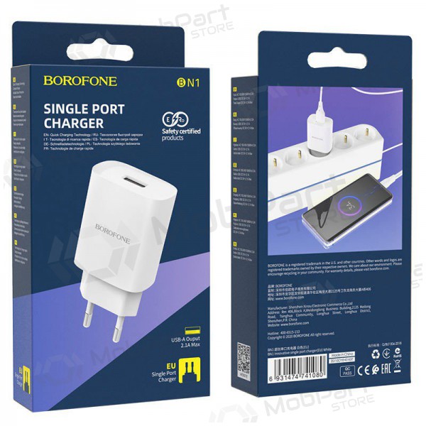 Lader Borofone BN1 2.1A (hvit)