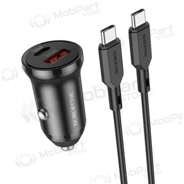 Lader automobilinis Borofone BZ18A USB-A/Type-C PD20W+QC3.0 + Type-C (svart)