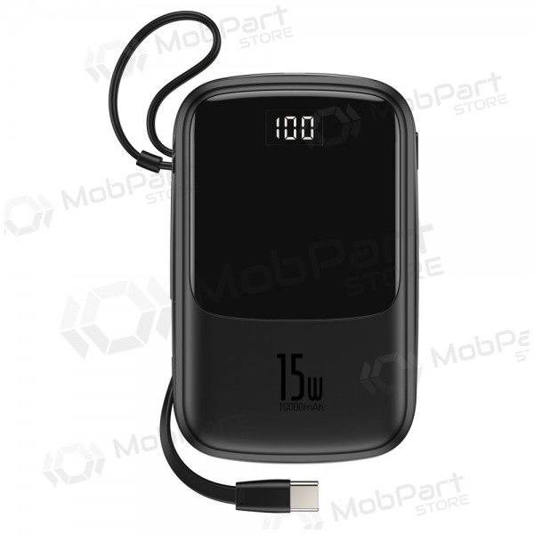 Powerbank Power Bank Baseus Q Pow With Type-C Cable 10000mAh svart PPQD-A01 Powerbank Power Bank Baseus Q Pow With Type-C Cable 10000mAh svart PPQD-A01