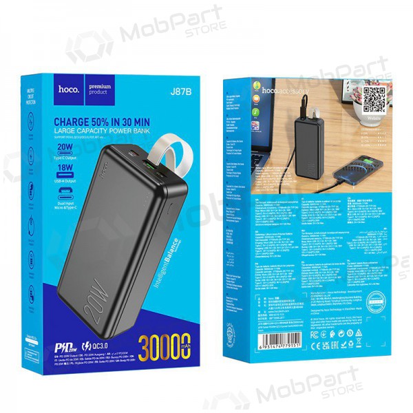Powerbank Power Bank Hoco J87B PD20W+QC3.0 30000mAh svart