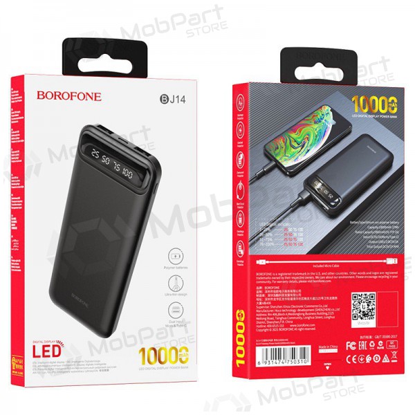 Powerbank Power Bank Borofone BJ14 Type-C microUSB 2*USB (2A) 10000mAh svart Powerbank Power Bank Borofone BJ14 Type-C microUSB 2*USB (2A) 10000mAh svart