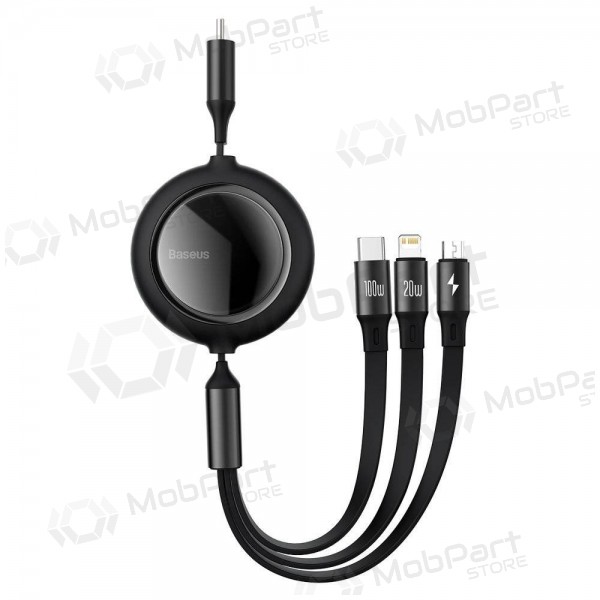 USB kabel Baseus Bright Mirror Type-C - microUSB+Lightning+Type-C 100W 1.2m (svart) CAMLC-AMJ01