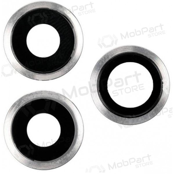 Apple iPhone 11 Pro / 11 Pro Max kameraglass (3stk) (sølvgrå) (med ramme)