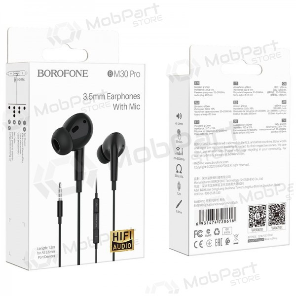 Hodetelefoner / ørepropper Borofone BM30 Pro 3,5mm (svart) Hodetelefoner / ørepropper Borofone BM30 Pro 3,5mm (svart)