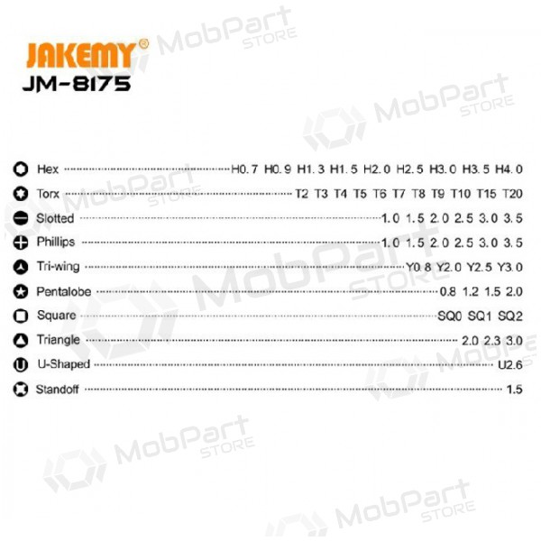 Skrutrekker (50 antgaliai) Jakemy JM-8175