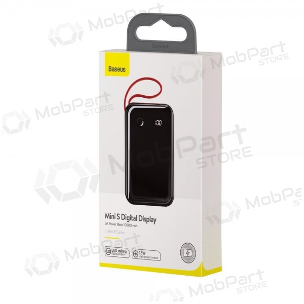 Powerbank Power Bank Baseus Mini S USB + USB Type C + Lightning 3A 10000mAh svart PPXF-E01 Powerbank Power Bank Baseus Mini S USB + USB Type C + Lightning 3A 10000mAh svart PPXF-E01