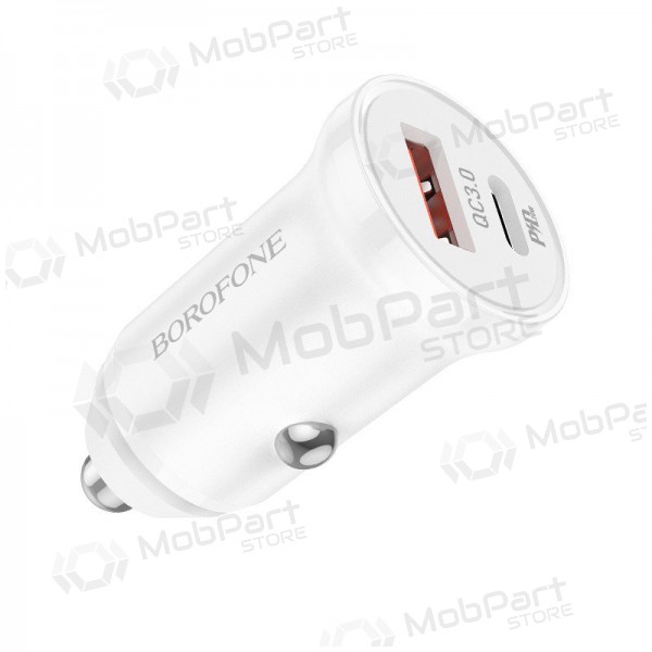 Lader automobilinis Borofone BZ18A USB-A/Type-C PD20W+QC3.0 (hvit)